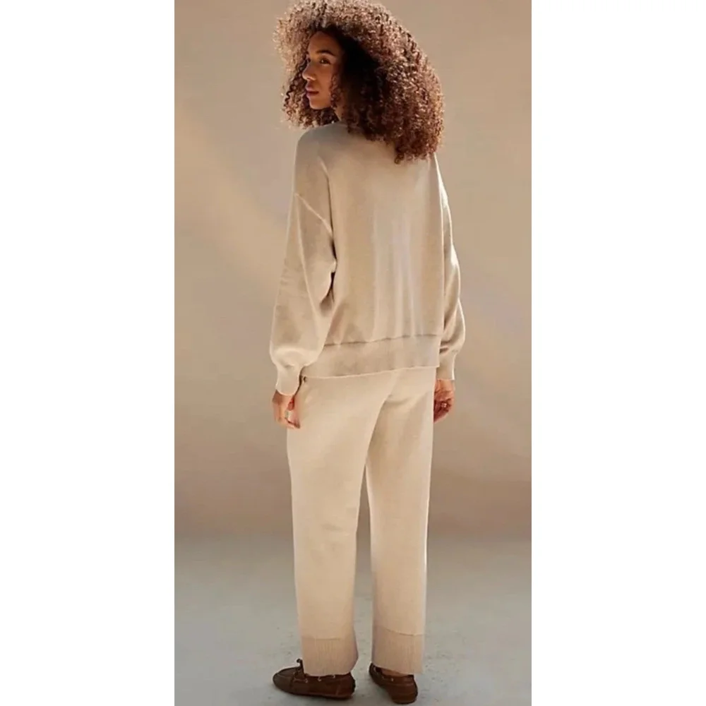 Free People Beach Solar Sweater 2 Piece Set Size S Beige Casual Comfy